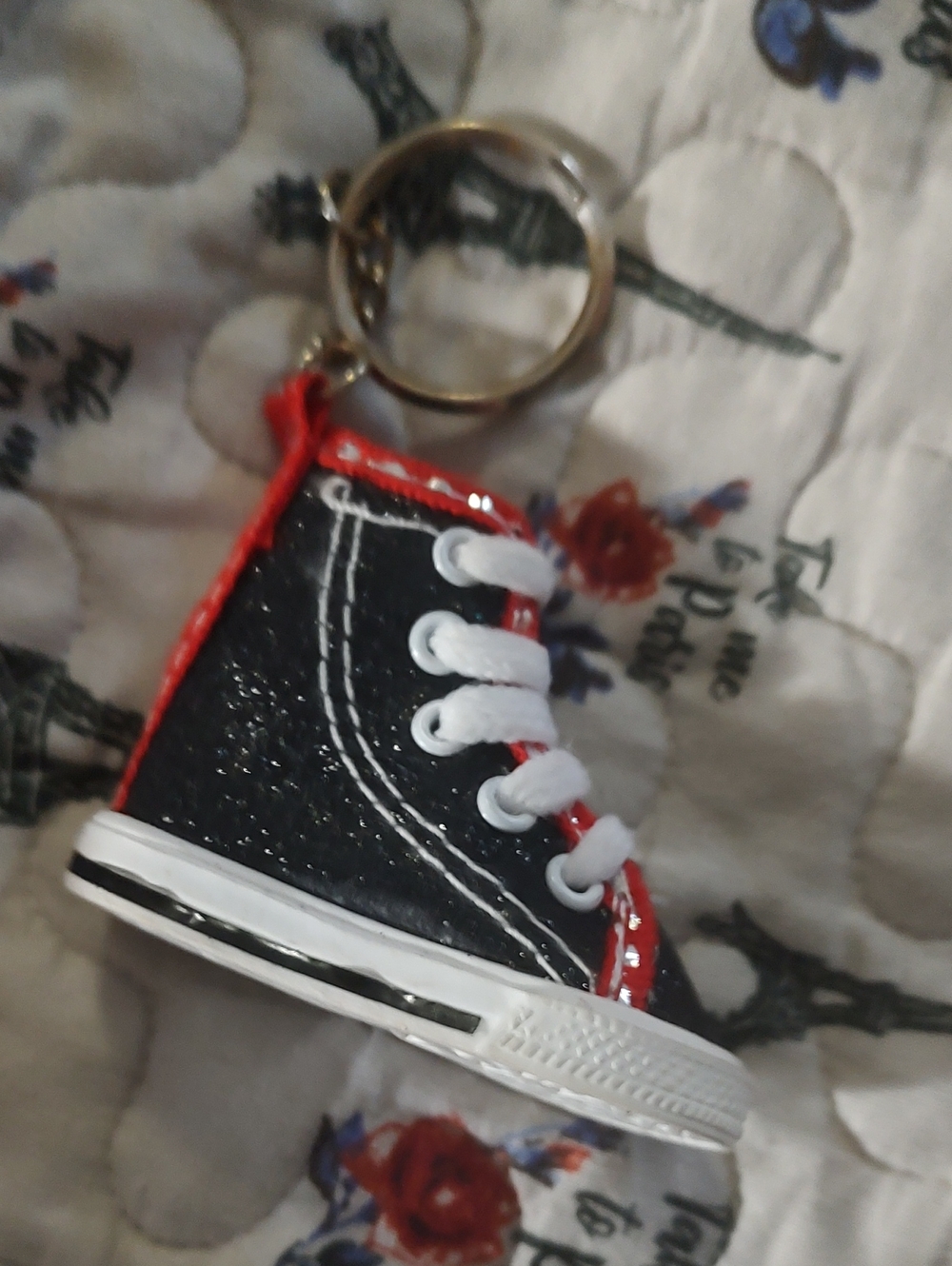 High-Top Sneaker Keychain - Black and Red